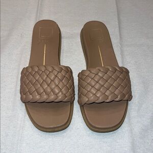 Dolce Vita Tan Woven Slide Sandals